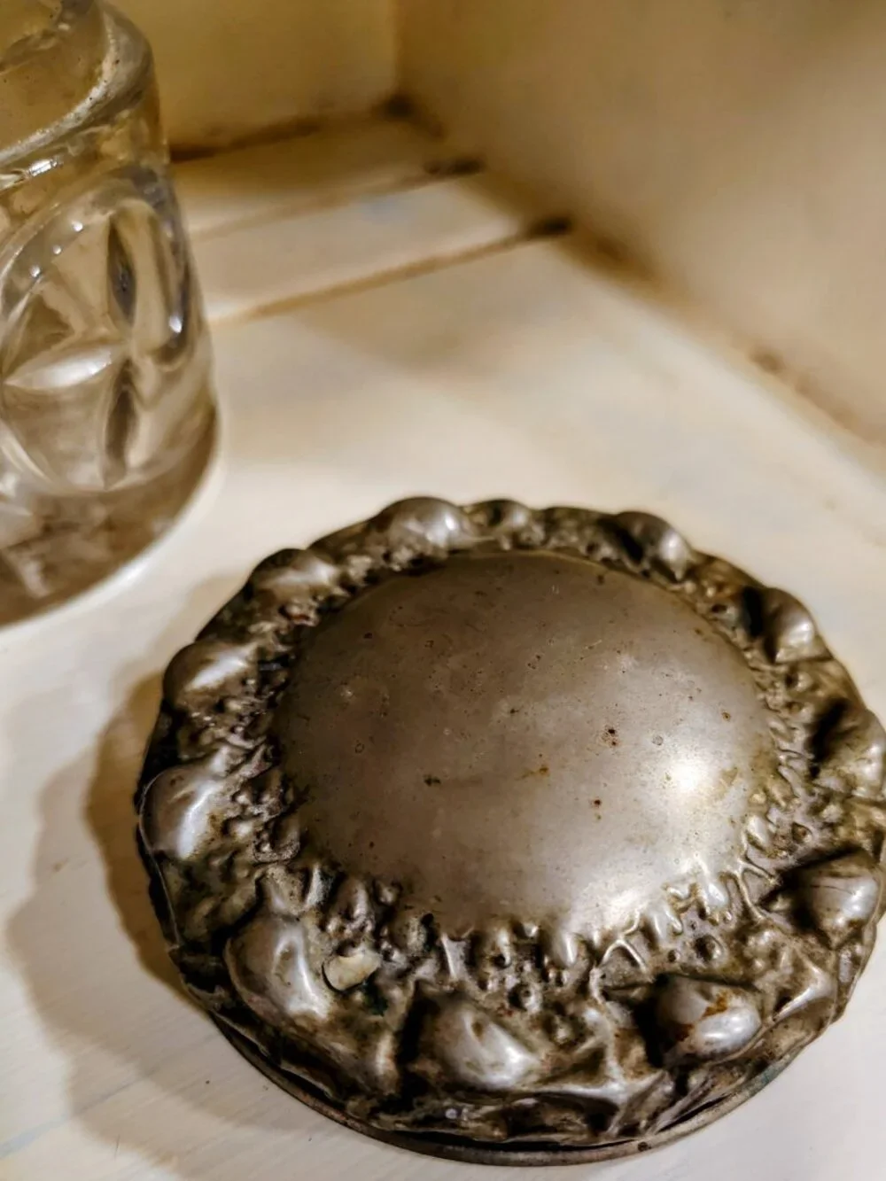 Antique 1880-1890 Ornate Cut Glass Jar With Silver Lid